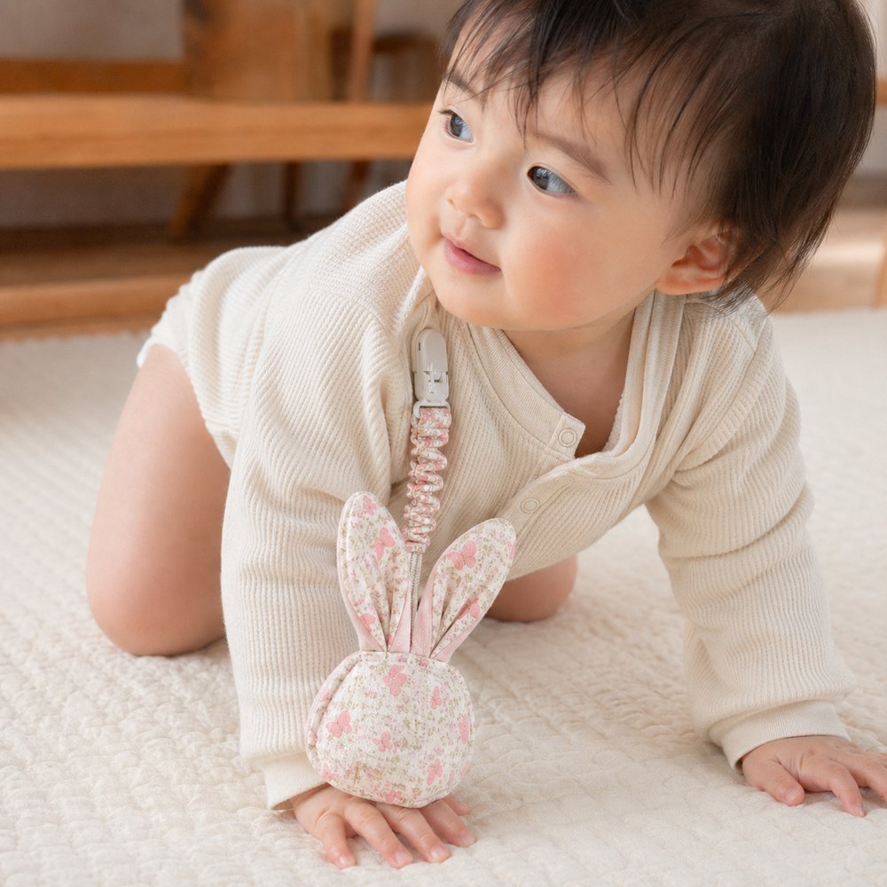 日本純棉印花兔寶奶嘴收好袋奶嘴收納套(奶嘴防塵套)+奶嘴夾(奶嘴鍊夾)