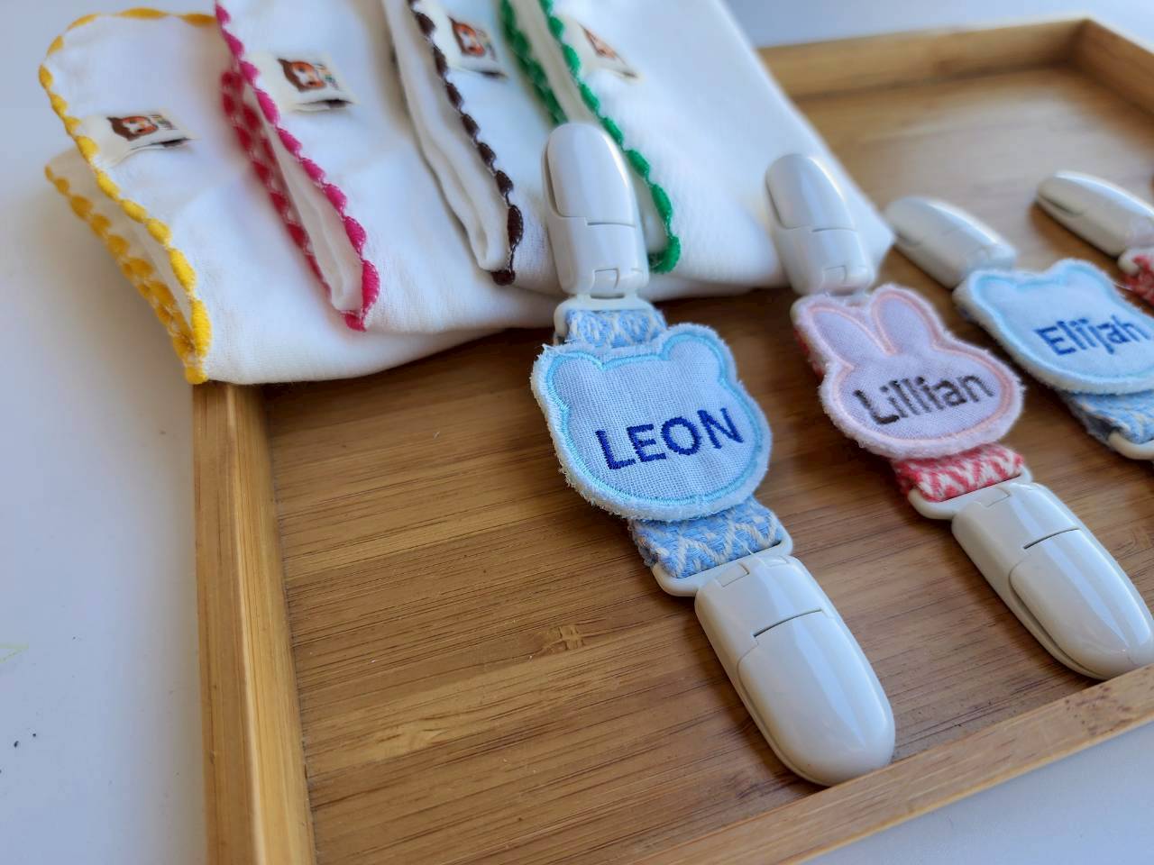 姓名刺繡手帕夾固定手帕